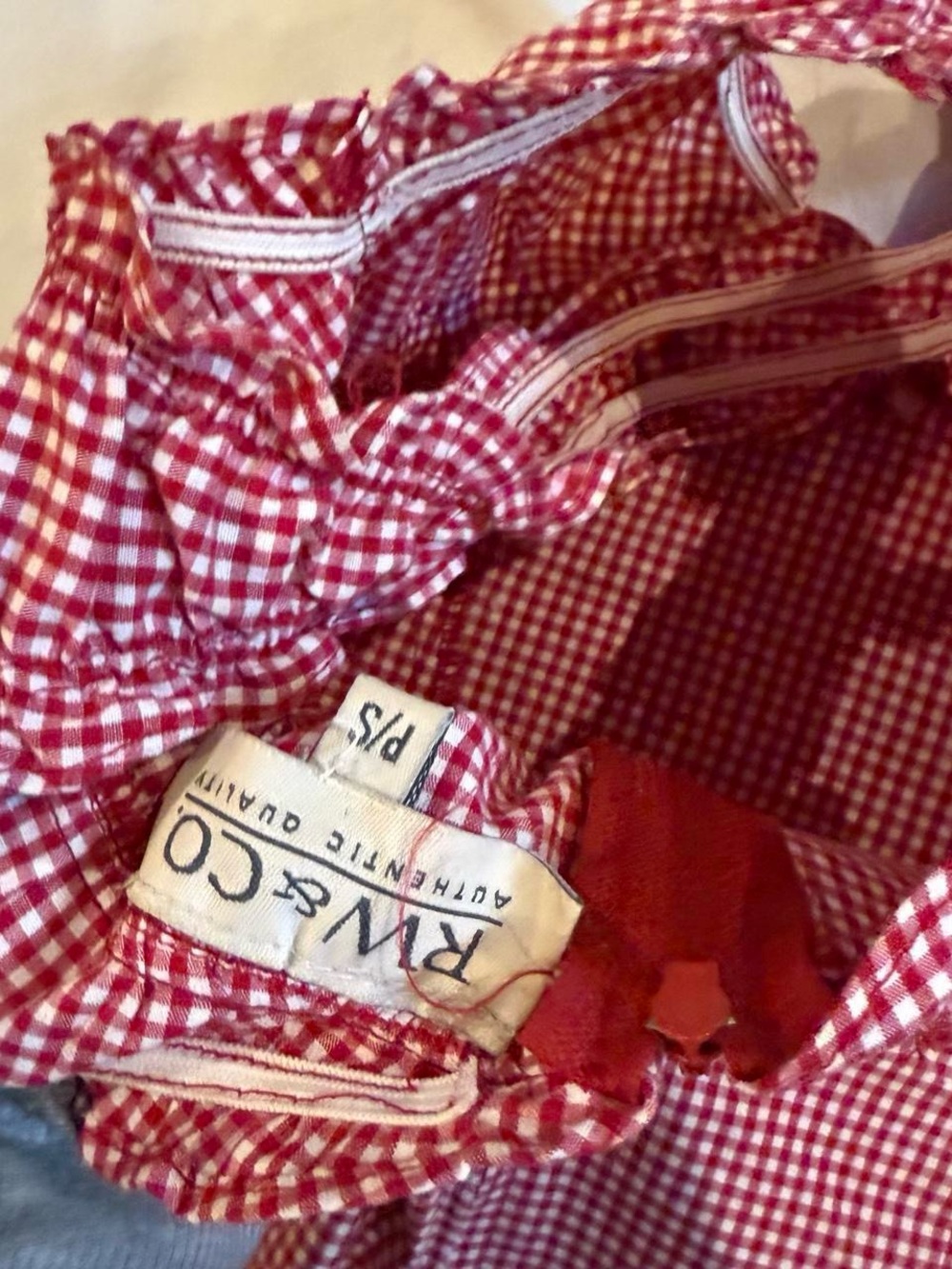 Y2K Red Gingham Ruffle Plunge Top - Picture 5 of 5
